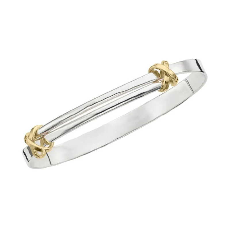 Bridal Silver Bangles-Sterling Silver & Gold Bangle Bracelet