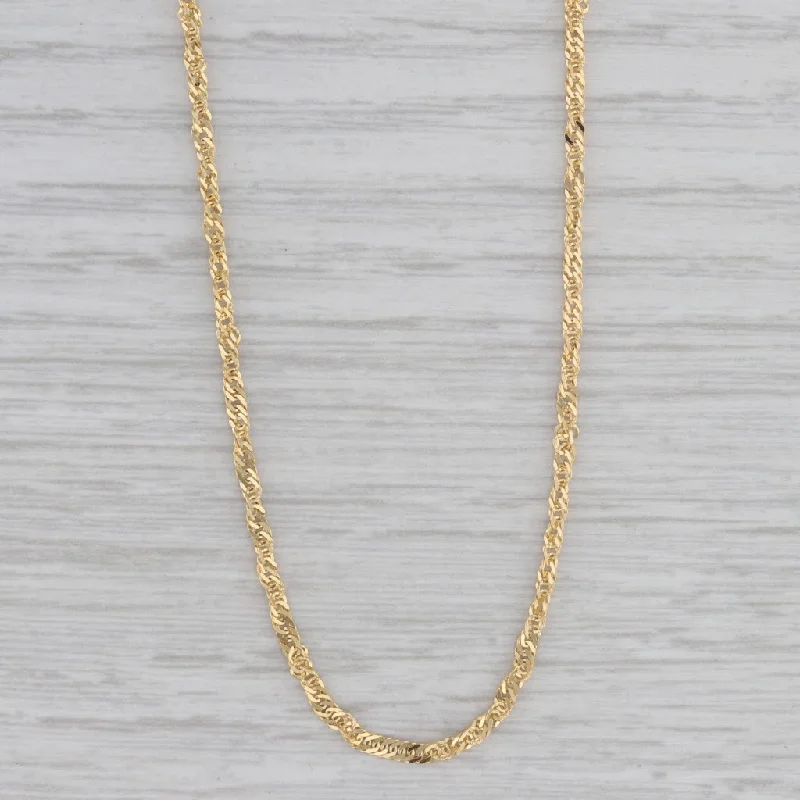 Modern Necklaces For Elegant Looks-Singapore Chain Necklace 14k Yellow Gold Long 20" 1.3mm