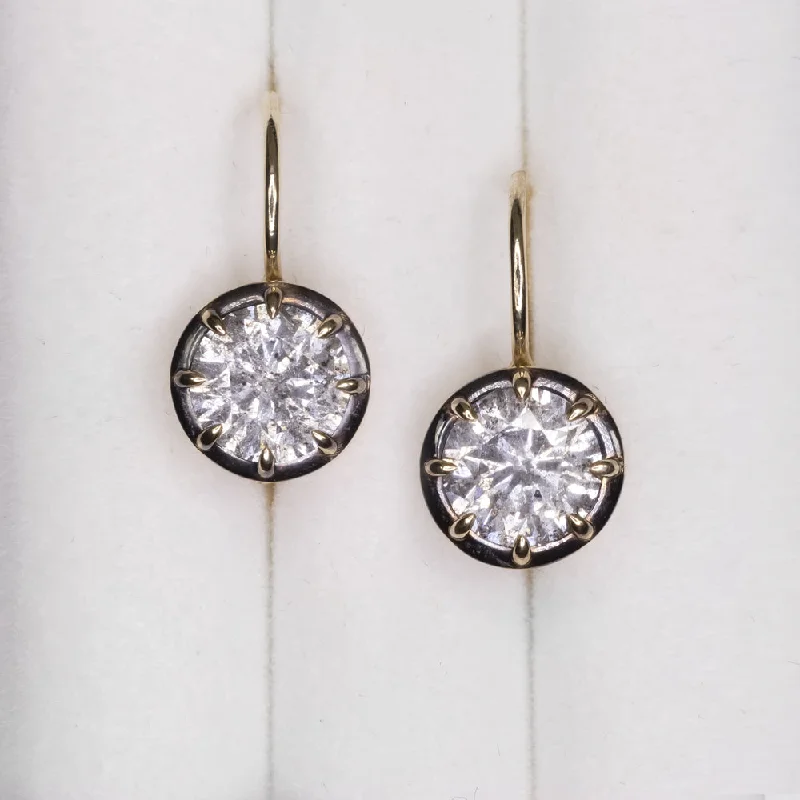 Trendy Earrings For Spring Fashion-3.13ct NATURAL DIAMOND DROP EARRINGS VICTORIAN STYLE CLASSIC ROUND CUT GOLD 3ct