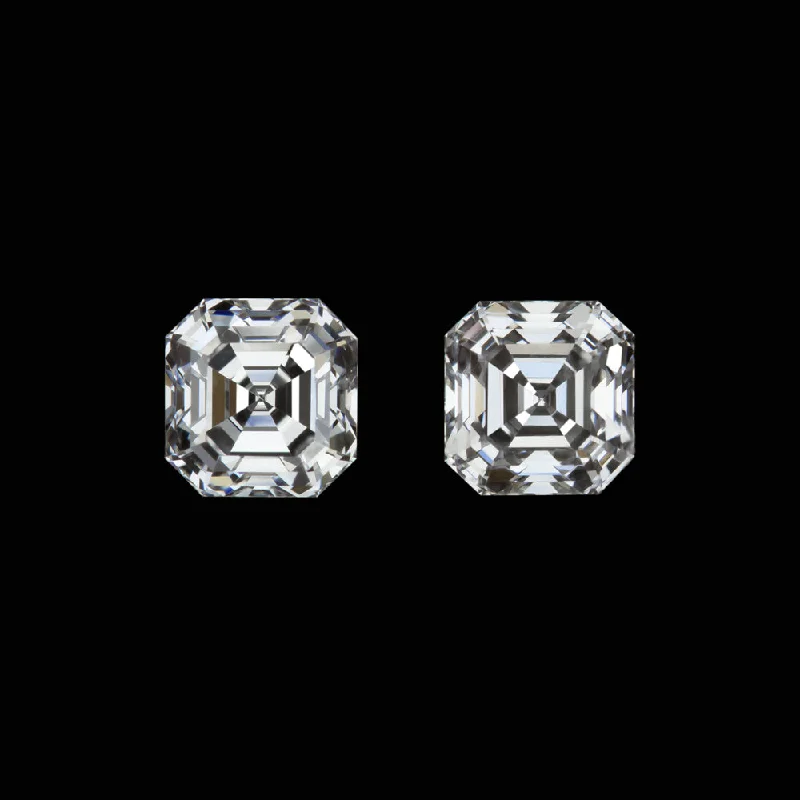 Simple Drop Earrings For Stylish Look-0.51ct F-G VS1-VS2 ASSCHER CUT DIAMOND STUD EARRINGS MATCHING PAIR ACCENTS 1/2ct