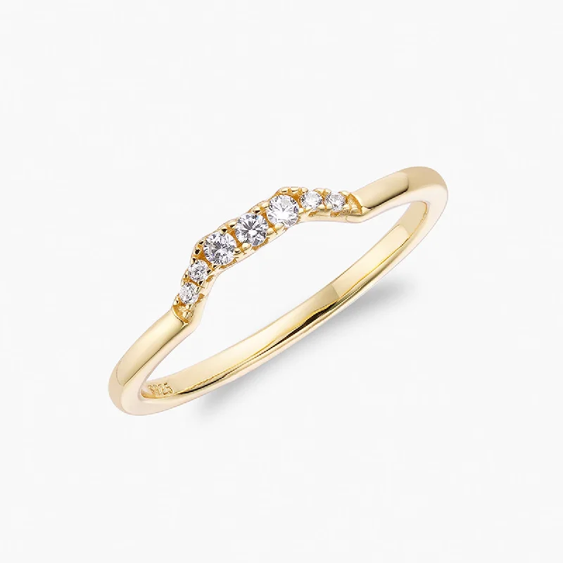 Elegant Gold Rings For Everyday Style-Pavé Hex | Stacking Ring