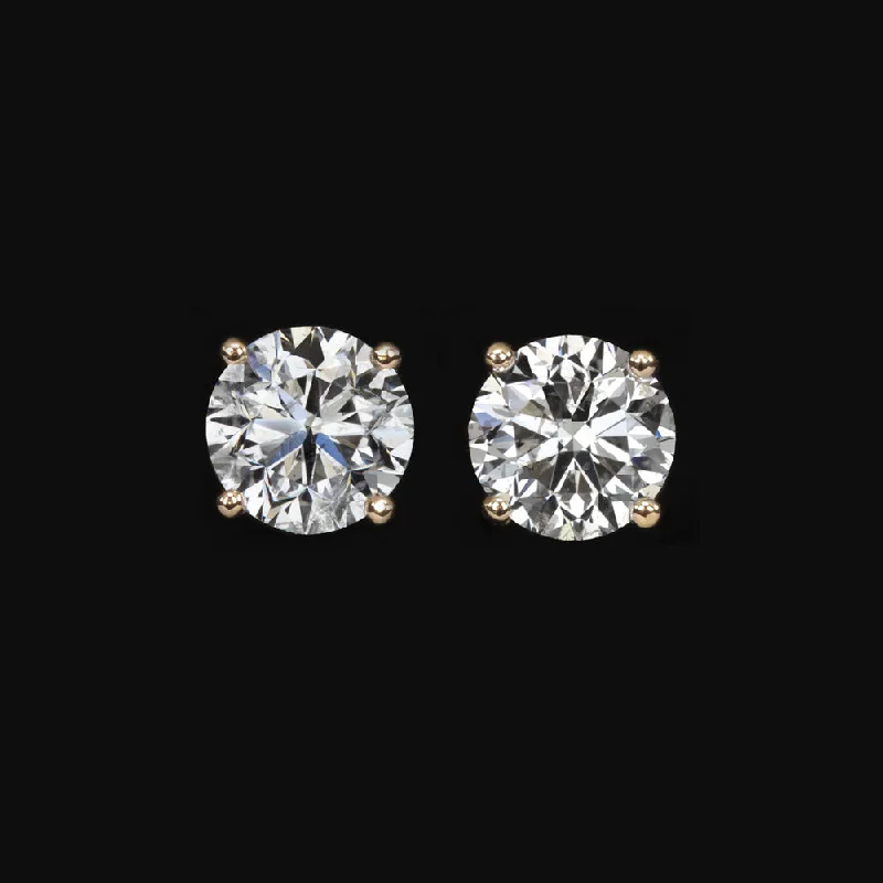 Cute Earrings For Teen Girls-2.14ct NATURAL DIAMOND STUD EARRINGS F SI ROUND BRILLIANT CUT 14k YELLOW GOLD