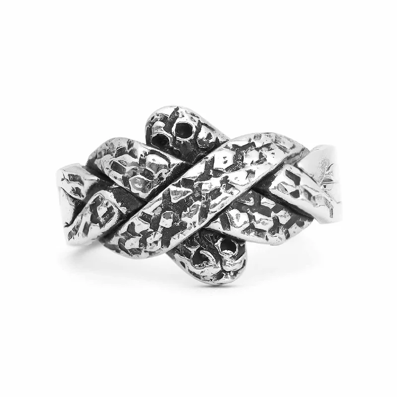 Luxury Platinum Rings For Elegant Look-Sterling Silver Braided Ring / SSR0140