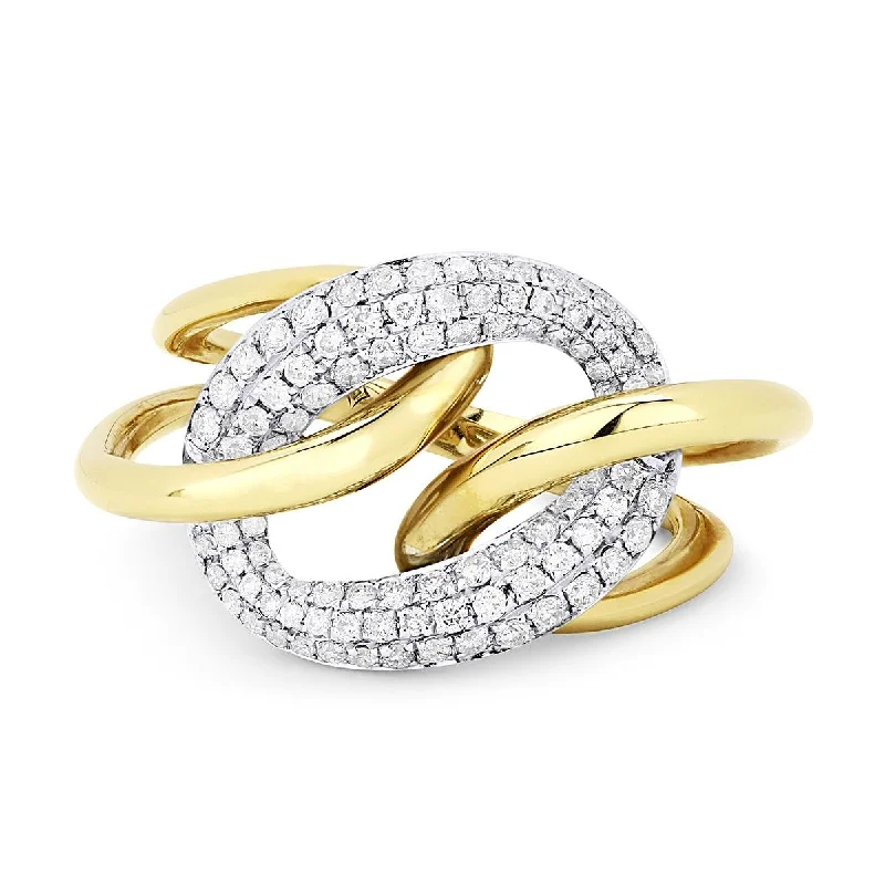 Unique Promise Rings For Loved Ones-YELLOW GOLD DIAMOND FASHION RING WITH SPLIT SHANK, .57 CT TW