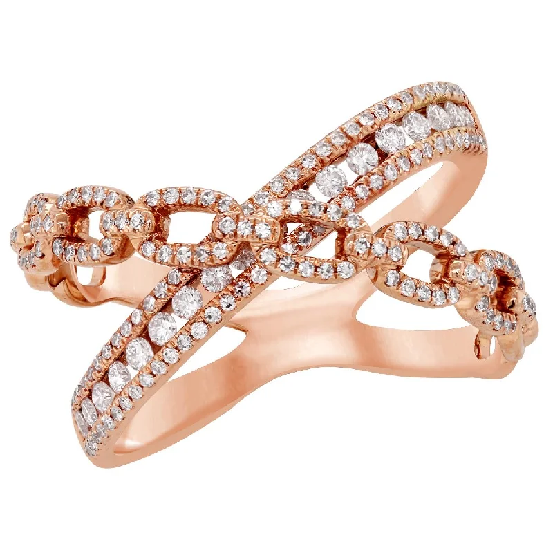 Classic Engagement Rings For Timeless Beauty-ROSE GOLD CROSSOVER BRIDGE RING WITH DIAMONDS, .57 CT TW