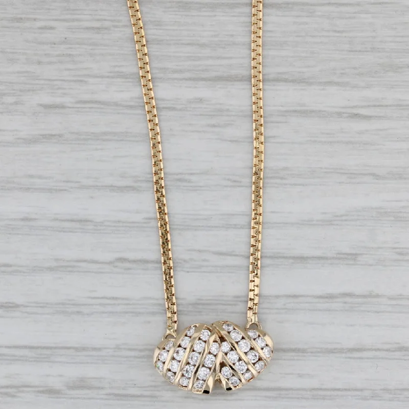 Beautiful Handcrafted Necklaces For Unique Gifts-0.70ctw Diamond Hearts Pendant Necklace 14k Yellow Gold 16.25" Herringbone