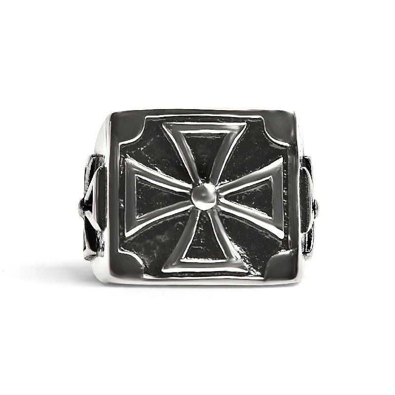 Stunning Birthstone Rings For Personalized Style-Stainless Steel Large Maltese Cross Signet Ring / SCR4014