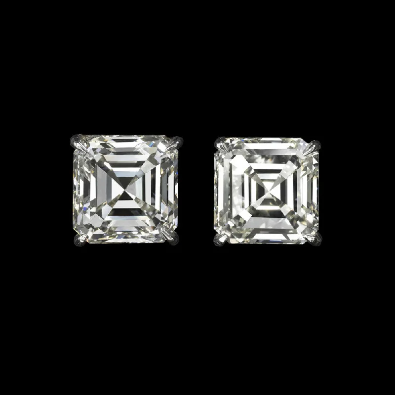 Artistic Earrings For Creative Outfits-8 CARAT DIAMOND STUD EARRINGS GIA CERTIFIED K-L VVS-VS ASSCHER CUT NATURAL 8ct