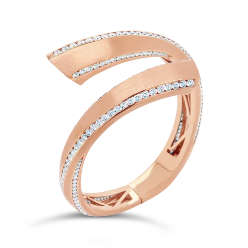 Luxury Friendship Bracelets-Rose Gold & Diamond Bypass Cuff Bracelet