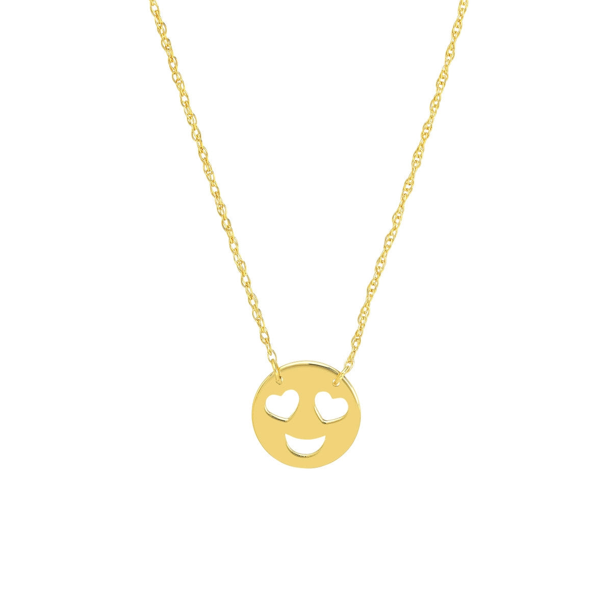 Layered Necklaces For Trendy Style-14K Yellow Gold Mini Heart Eye Face Necklace