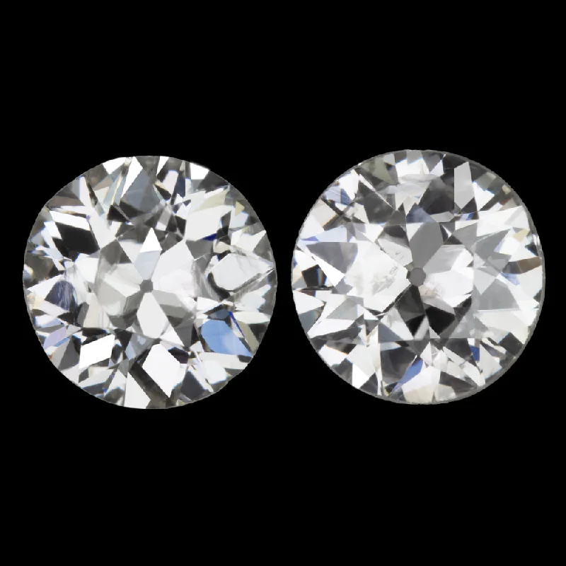 Simple Diamond Earrings For Luxury Style-0.80c OLD EUROPEAN CUT DIAMOND STUD EARRINGS G-H SI VINTAGE MATCHING PAIR ESTATE