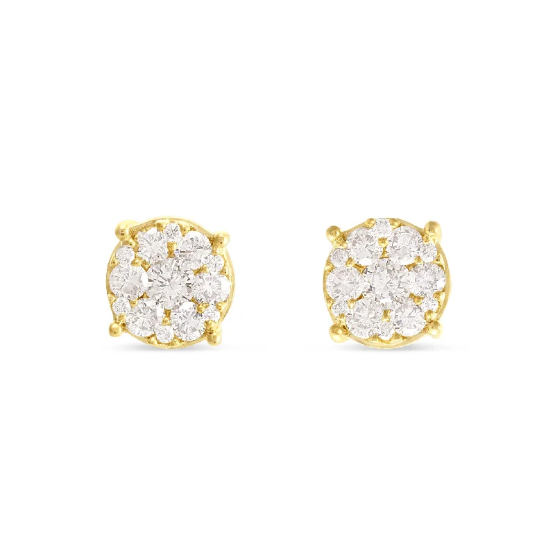 Chunky Earrings For Bold Statements-10K Gold 0.50ct Diamond Cluster Stud Earrings