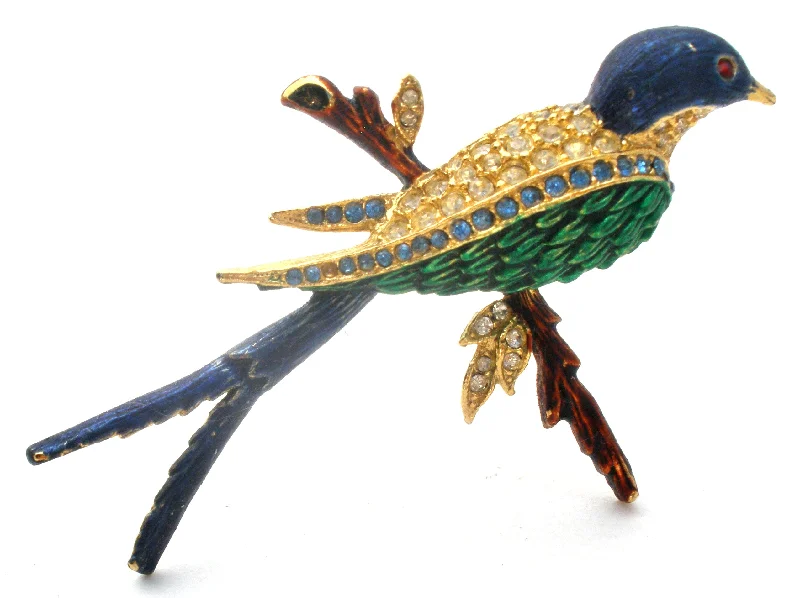 Butterfly Brooch For Women-Vintage Sphinx Enamel & Rhinestone Bird Brooch