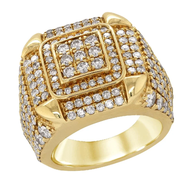 Simple Gold Rings For Classic Look-MEN'S YELLOW GOLD DIAMOND FASHION RING, 4.00 CT TW