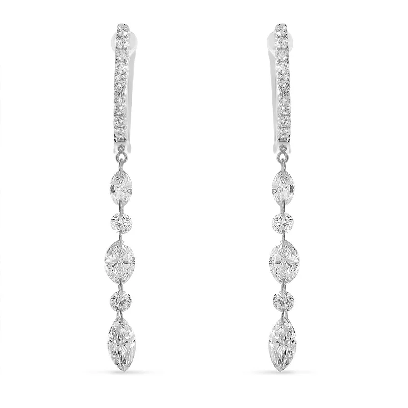 Colorful Earrings For Day Events-DASHING DIAMOND MARQUIS / ROUND DANGLE EARRINGS E10378W