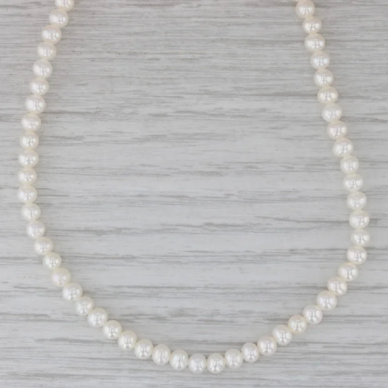 Fashion Necklaces For Party Wear-Cultured Pearl Single Strand Necklace 14k Yellow Gold 18.25"