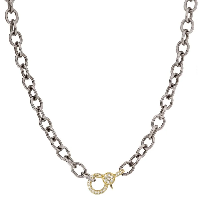 Best Necklaces For Everyday Wear-TEXTURED LINK CHAIN DIAMOND NECKLACE, GOLD