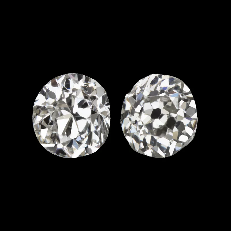 Simple Hoop Earrings For Everyday Style-0.46ct OLD MINE CUT DIAMOND STUD EARRINGS G-H SI1-SI2 PAIR ANTIQUE PAIR ESTATE