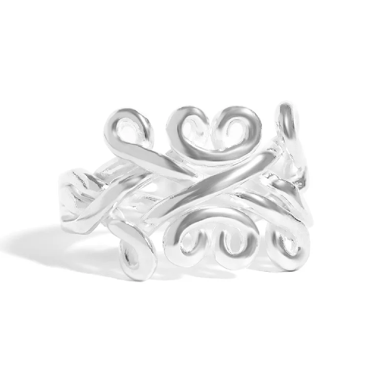 Personalized Silver Rings For Special Gifts-Sterling Silver Swirl Design Ring / SSR0150