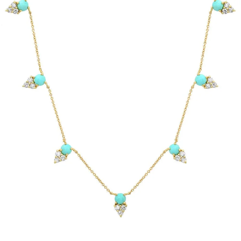 Stylish Pendant Necklaces For Daily Fashion-TRIBUTE DIAMOND NECKLACE, GOLD, TURQUOISE