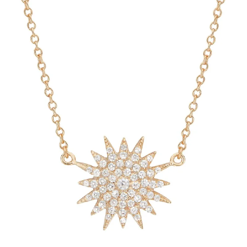 Elegant Wedding Necklaces For Bride-SUNBURST NECKLACE, ROSE GOLD