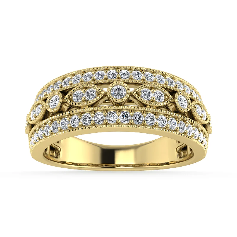 Modern Diamond Rings For Engagement-Diamond 1/3 Ct.Tw. Fashion Band in 14K Yellow Gold