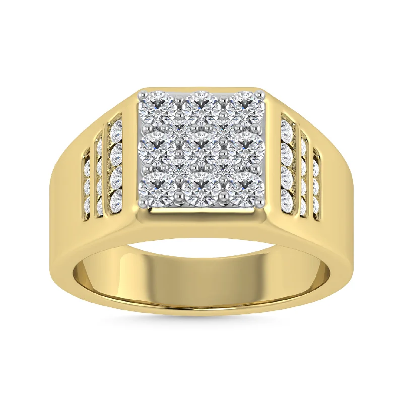 Personalized Custom Rings For Special Gifts-Diamond 1 Ct.Tw. Mens Fashion Ring in 14K Yellow Gold