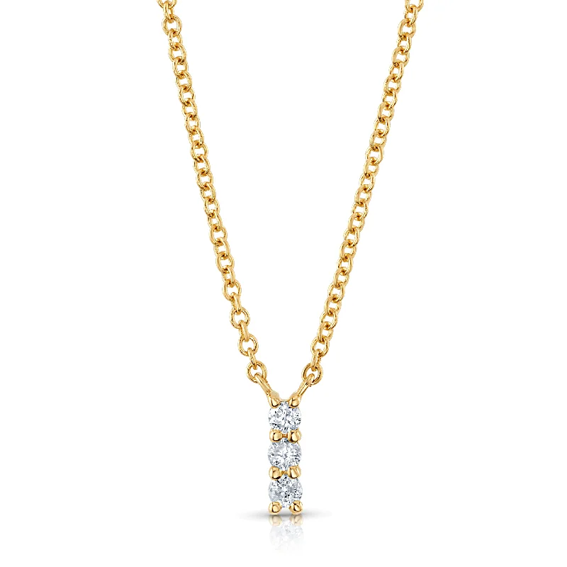 Unique Pendant Necklaces For Trendy Styles-TRIO DIAMOND DROP NECKLACE, 14kt Gold