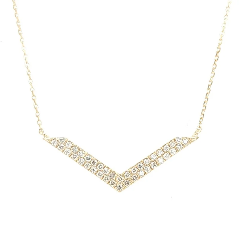 Fashionable Necklaces For Spring Trends-14ky Gold Chevron Shaped Diamond Necklace