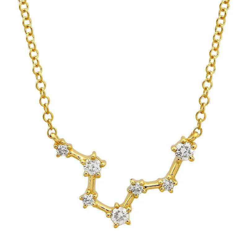 Artistic Handmade Necklaces For Unique Style-14K Yellow Gold Diamond Pisces Constellation Necklace