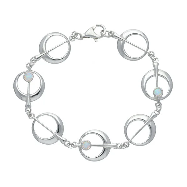 Fashion Bracelets For Teens-Harlequin Silver Bracelet SBL49 White Opal