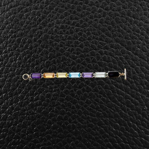 Men's Custom Bracelets-Amethyst, Citrine, Topaz, Lemon Quartz Bracelet