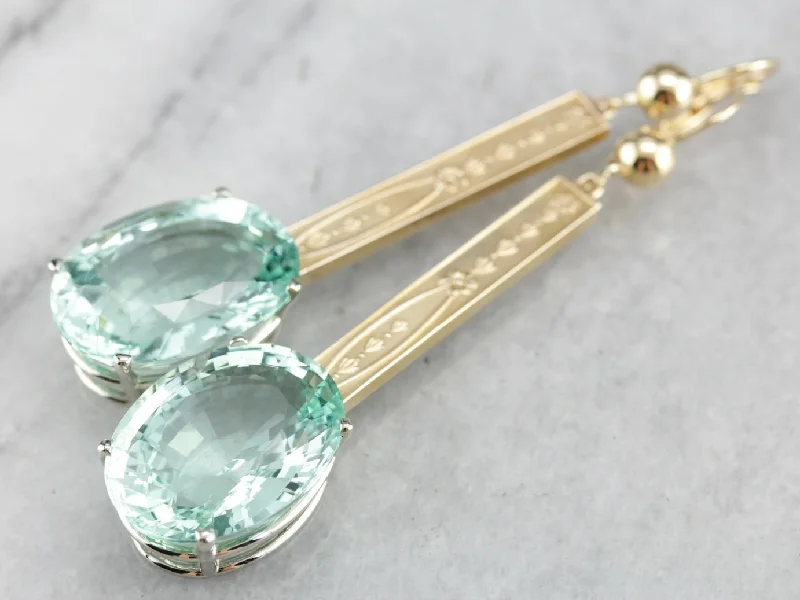 Simple Gold Hoop Earrings For Classic Style-Green Aquamarine Drop Earrings