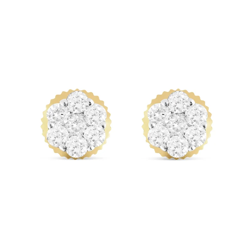 Colorful Dangle Earrings For Evening Wear-1/2 CT 14 Karat Gold Flower Set Diamond Stud Earrings