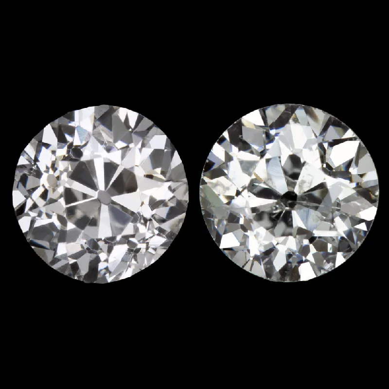 Trendy Earrings For Spring Fashion-1.07ct OLD EUROPEAN CUT DIAMOND STUD EARRINGS G VS2-SI2 VINTAGE PAIR NATURAL