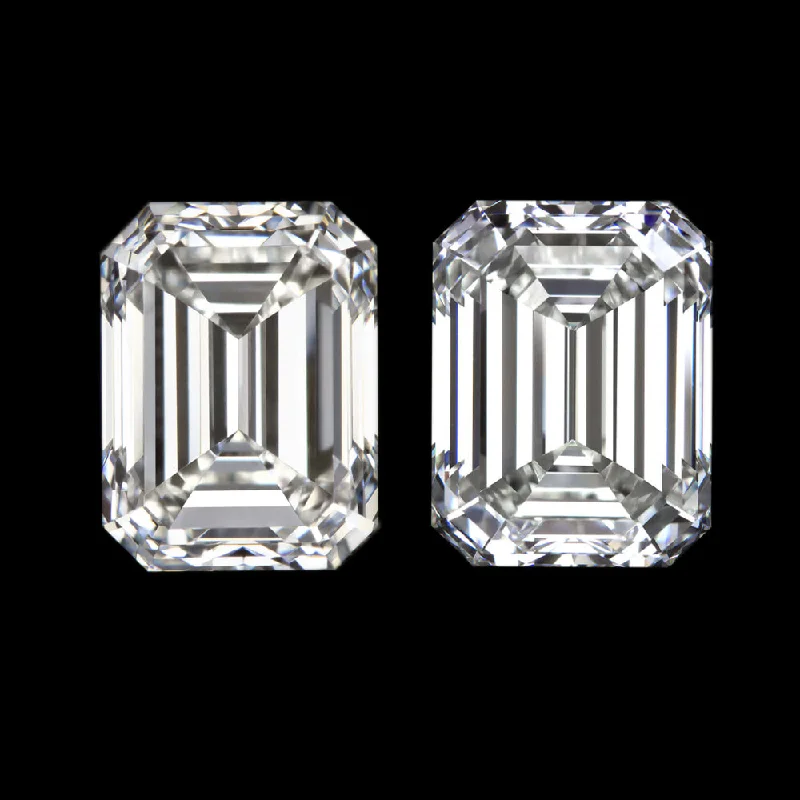 Colorful Gem Earrings For Daily Use-3.82 DIAMOND STUD EARRINGS GIA CERTIFIED G-H VVS EMERALD CUT MATCHING PAIR 4ct