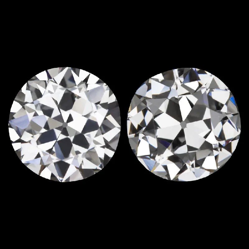 Trendy Earrings For Summer Fashion-3 CARAT OLD EUROPEAN CUT DIAMOND STUD EARRINGS GIA CERTIFIED PAIR LOOSE NATURAL