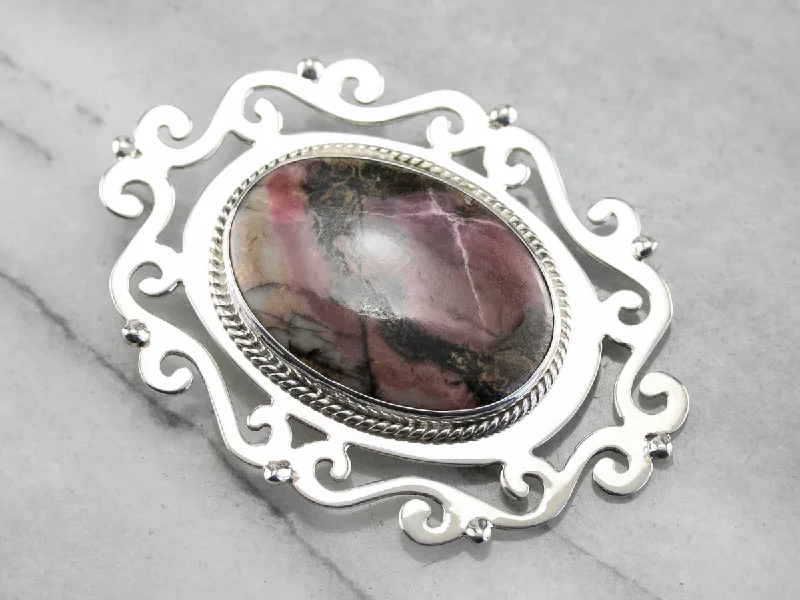 Crystal Brooch For Wedding Dresses-Bold Rhodochrosite Pendant or Brooch