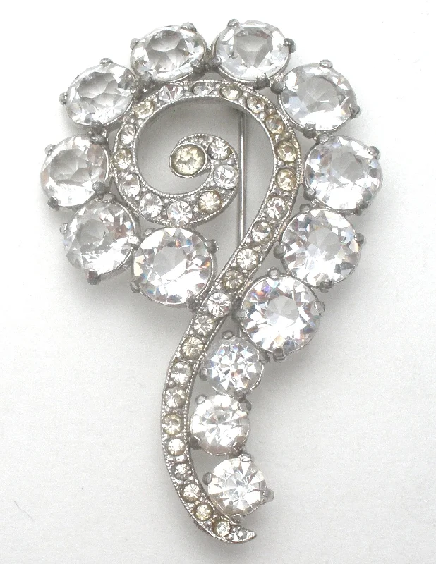 Flower Brooch For Wedding Dress-Clear Rhinestone Question Mark Brooch Pin Vintage