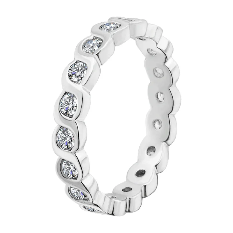 Luxury Diamond Wedding Rings For Brides-White Gold Over Brass CZ Eternity Ring / FSR0004