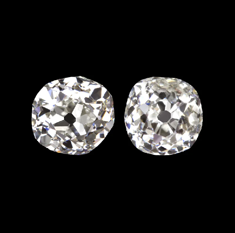 Comfortable Earrings For Long Hours-0.66ct OLD MINE CUT DIAMOND STUD EARRINGS H VS2-SI1 ANTIQUE PAIR LOOSE NATURAL