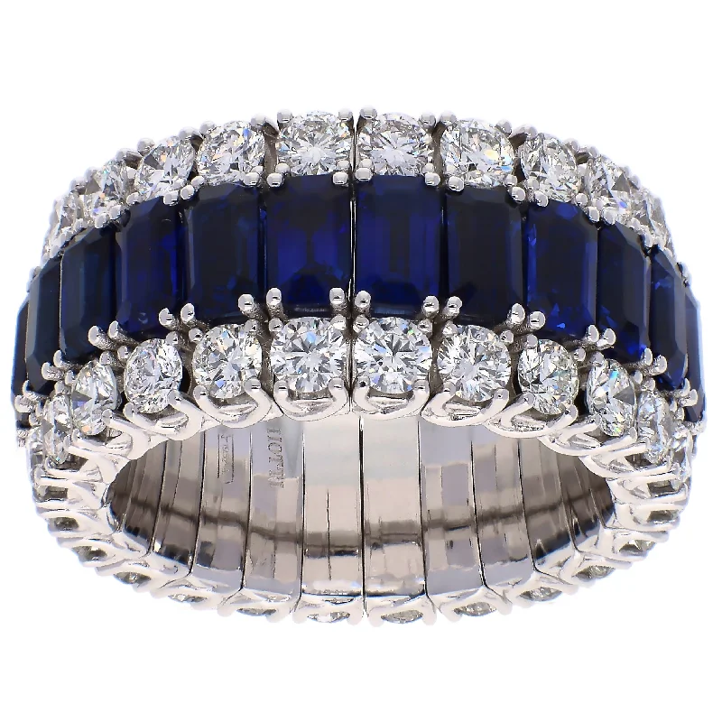 Unique Cocktail Rings For Statement Style-Picchiotti Xpandable 18K White Gold Sapphire and Diamond Band Ring