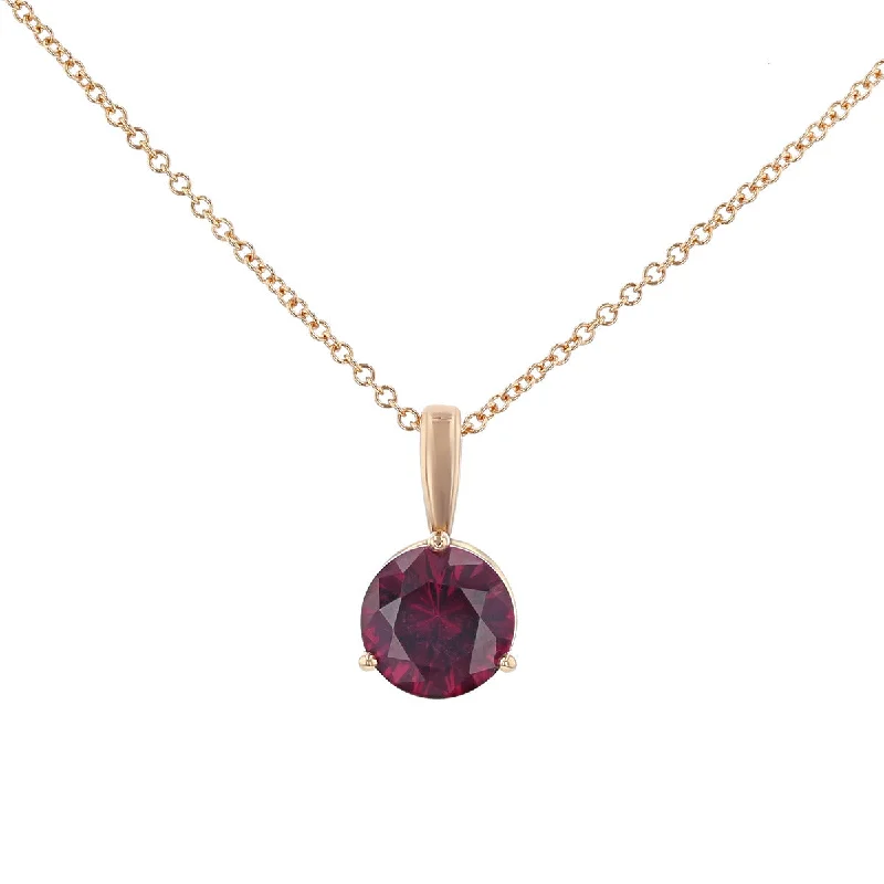 Classic Pearl Necklaces For Formal Events-14K Rose Gold Umba Rhodolite Pendant Necklace