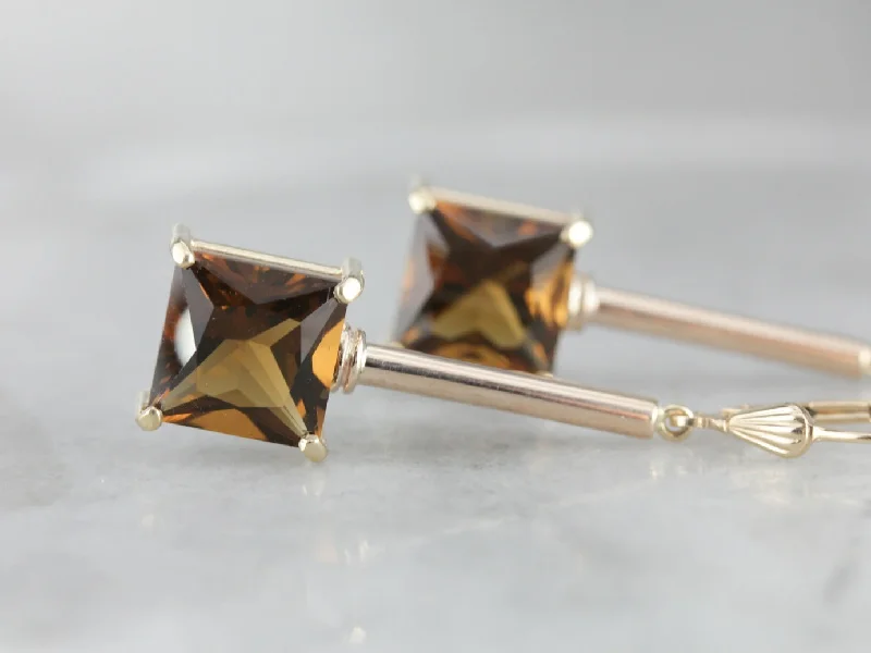 Elegant Diamond Earrings For Anniversary-Autumn Smoky Quartz Drop Earrings