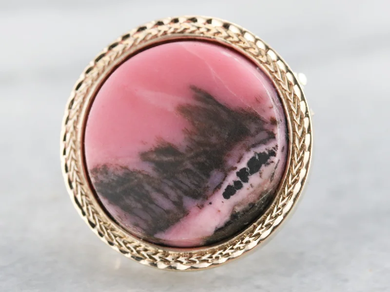 Colorful Brooch For Dress Up-Vintage Rhodonite Brooch or Pendant