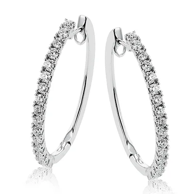 Unique Drop Earrings For Day-to-night Style-Hoop Earrings in 18k Gold with Diamonds LE4648