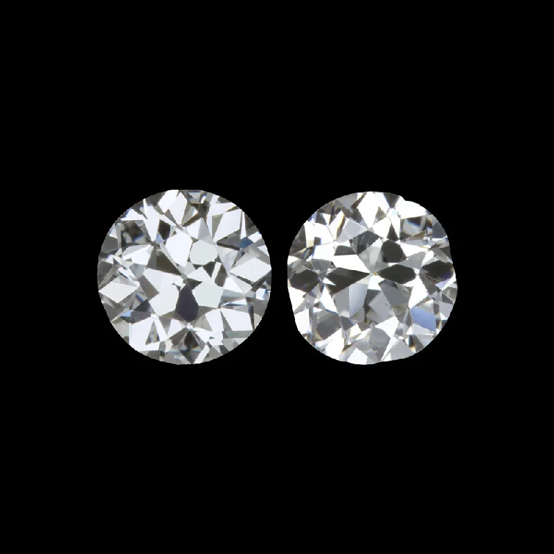 Classic Earrings For Wedding Day-0.36ct OLD TRANSITIONAL CUT G VS2 DIAMOND MATCHING PAIR STUD EARRINGS VINTAGE