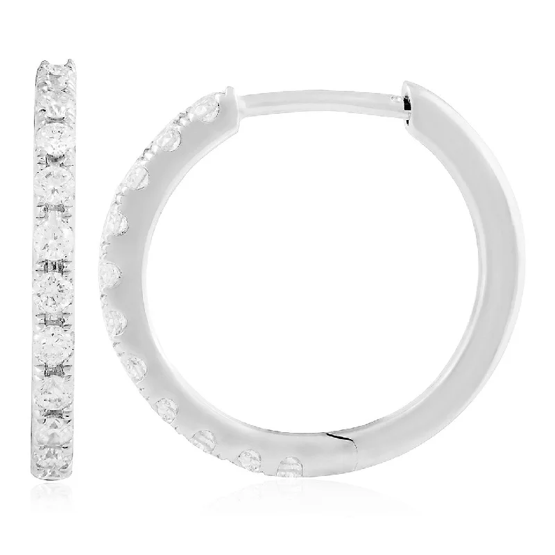 Handmade Earrings For Every Occasion-18k White Gold .28ct Diamond Hoop Earrings