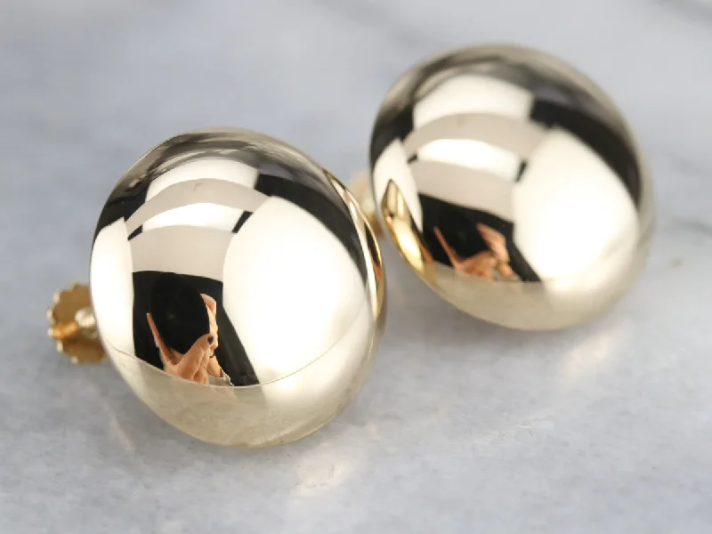 Silver Earrings For Formal Events-Vintage Gold Button Screw Back Earrings