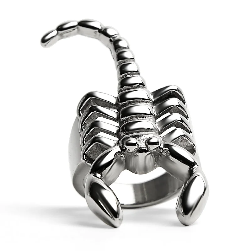 Elegant Wedding Rings For Brides-Stainless Steel PVD Coated Scorpion Men's Ring / SCR4100